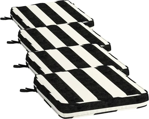 Arden Selections ProFoam Performance Outdoor Seat Cushion 20 x 20, Onyx Black Cabana Stripe (Pack of 4)