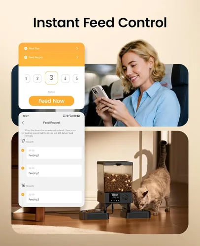 Miniatura 2 de oneisall Comedero automático para gatos con WiFi 5G, dispensador automático de comida para gatos para 2 gatos y mascotas pequeñas, dispensador