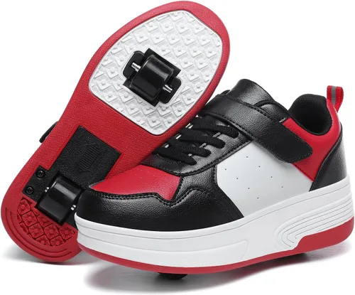Miniatura 16 de HSQ - Zapatillas de moda con ruedas para patinar, zapatos de patinaje desmontables 2 en 1 con ruedas para niños y niñas