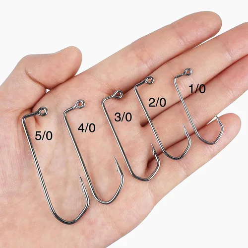 Miniatura 6 de Aberdeen - Ganchos de pesca de Duratin forjados con mango largo de 90 grados, ganchos de pesca bárbaros de acero de alto carbono para agua dulce