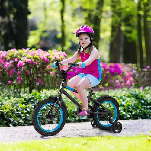 Miniatura 2 de BABY JOY Bicicleta infantil de macarones coloridos, de 12, 14, 16 y 18 pulgadas, bicicleta deportiva para niños con ruedas de entrenamiento