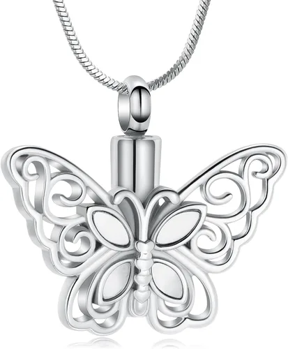 Miniatura 52 de Minicremation Joyas de cremación para cenizas – Collar conmemorativo de mariposa con colgante de urna para cenizas de seres queridos