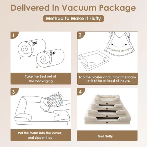 Miniatura 81 de EHEYCIGA – Cama ortopédica impermeable para perros pequeños, de espuma viscoelástica tipo caja de huevos, con bordes elevados y base antideslizante