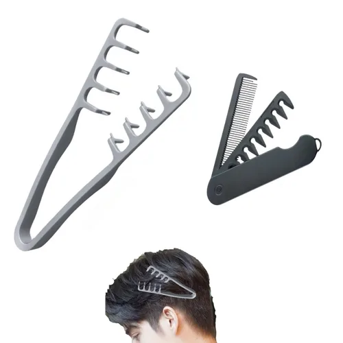 Miniatura 5 de Peine de textura, peine voluminoso de dientes anchos, diseño plegable Ttravel, juego de doble propósito ancho y de dientes finos, textura esponjosa