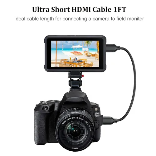 Miniatura 6 de Cable HDMI corto de 1 pie, paquete de 2 unidades, 4K de 1 pie HDMI a HDMI de alta velocidad, cable HDMI 2.0 compatible con 4K @60Hz, 2K, 1080P, HDCP