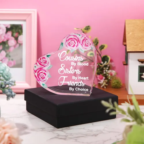 Miniatura 3 de Tuanse Regalos para primas para mujeres, regalos de cumpleaños, recuerdo de corazón acrílico, primos, por Blood Sisters por Heart Friends, por