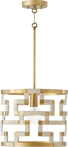 Miniatura 7 de Capital Lighting 241031NL Hala - Lámpara de techo convertible con tambor de yute natural blanqueado inspirado en llave griega, 3 luces, 180 vatios