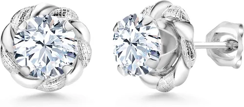 Miniatura 434 de Gem Stone King Aretes de plata de ley 925 de 0.236 in con piedra natal redonda para mujer
