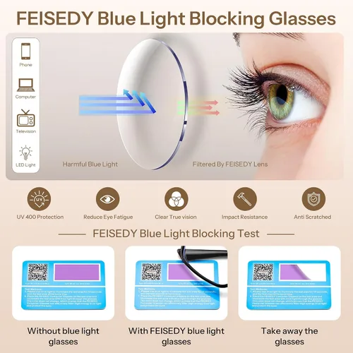 Miniatura 5 de FEISEDY Lentes de bloqueo de luz azul con TR90, antifatiga ocular para mujeres y hombres para TV, teléfono, computadora y juegos B0370