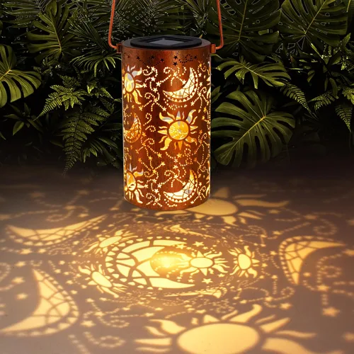 Miniatura 13 de Linternas solares para colgar al aire libre, linterna LED impermeable de metal con energía solar, decoración de patio, linterna con asa, idea