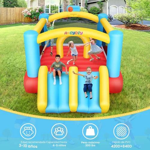 Miniatura 4 de AKEYDIY Casa de rebote para niños, 13 x 12 pies, casa de rebote para niños de 3 a 12 años, casa inflable con toboganes dobles y área de rebote