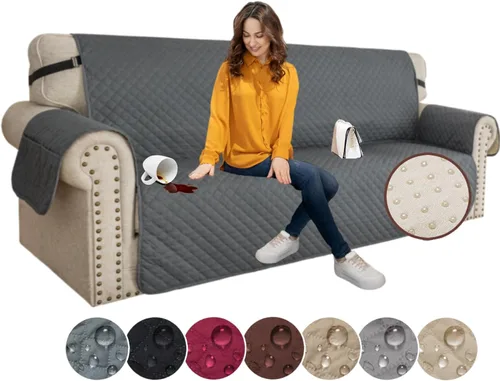 Miniatura 16 de XINEAGE Funda para Loveseat Reclinable Resistente al Agua, Fundas para Loveseat Reclinable de 2 Asientos con Bolsillos, Funda Protectora para Café