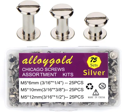 Miniatura 11 de Juego de 90 tornillos de acero inoxidable 304 Chicago de cuero, 7 tamaños de remaches para manualidades, ropa, zapatos, cinturones, bolsas