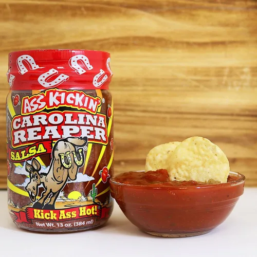 Miniatura 6 de KICKIN' Carolina Reaper Hot Spicy Salsa – 13 onzas – Salsa picante gourmet premium de Carolina Reaper para chips de tortilla, verduras y burritos