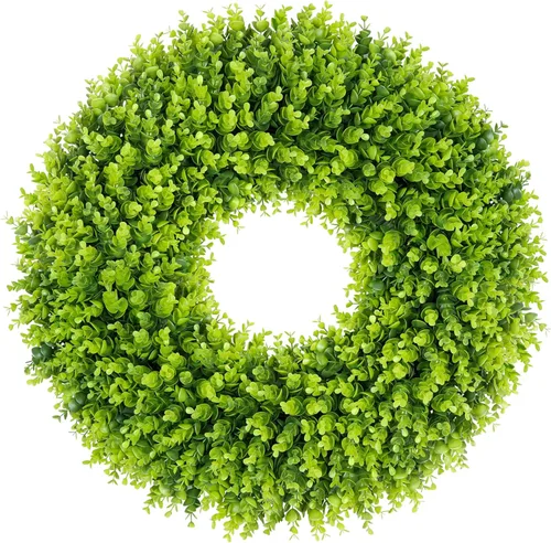 Miniatura 14 de DDHS Corona de boj de 18 pulgadas para puerta principal – Corona artificial verde de casa de campo, decoración DIY para primavera, verano, otoño e