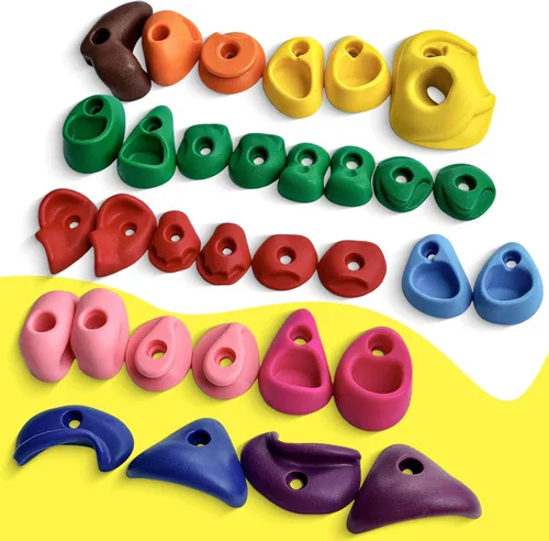 Miniatura 2 de Juego de 32 soportes para escalada en roca para niños, agarres de pared para escalada en roca, juego de pared para interiores y exteriores, juego