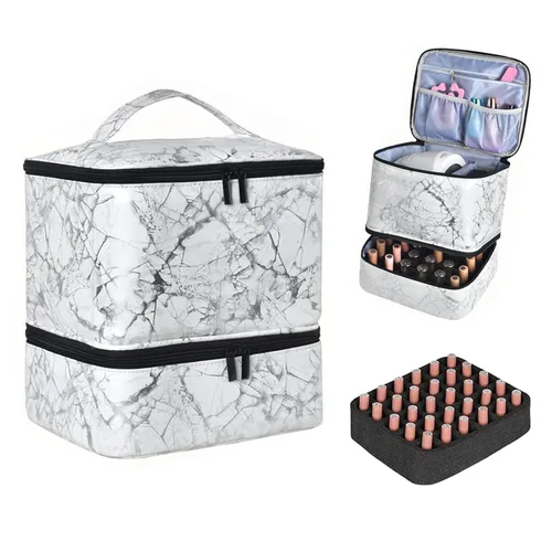 Miniatura 7 de Estuche organizador de esmalte de uñas con capacidad para 42 botellas (0.5 fl oz) y lámpara de uñas, organizadores de uñas y almacenamiento para Gris