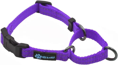 Miniatura 9 de Max and Neo Collar de nailon Martingale para perros - Donamos a un rescate de perros por cada collar vendido (Grande, Negro)