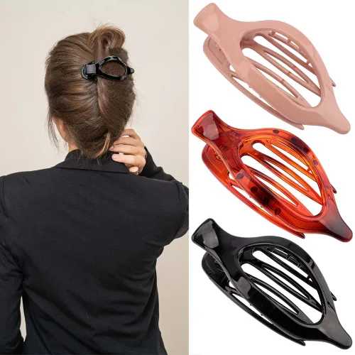 Miniatura 8 de ATODEN Pinzas planas para el cabello, 3 piezas, French Concord - Pinzas de mandíbula neutras grandes para cabello fino/grueso, blanco, marrón, negro