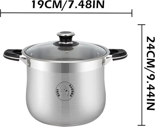 Miniatura 2 de Vivicreate - Olla de stock de acero inoxidable con tapa, compatible con inducción, olla de sopa con fondo pesado de cocina con escala incorporada