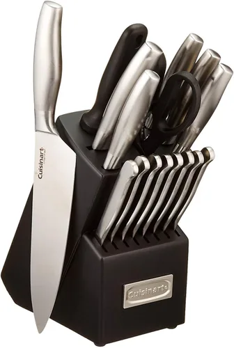 CUISINART C77SS-17P - Juego de cuchillos de bloque de 17 piezas con cuchillas de acero para un corte preciso, ligero, acero inoxidable, duradero y