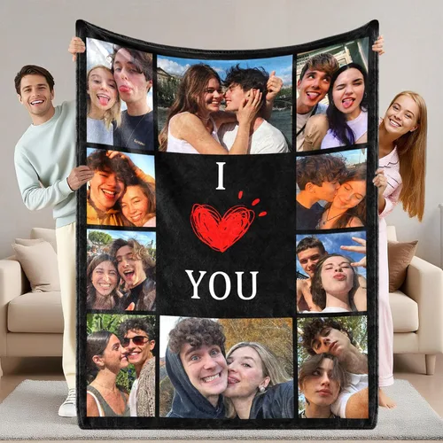 Miniatura 23 de ShineSand envía al día siguiente, cobija personalizada con texto de foto - impresa en EE. UU., cobijas con fotos personalizadas, regalos de Navidad
