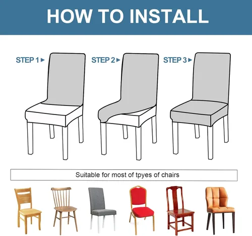 Miniatura 5 de Genina Fundas impermeables para sillas de comedor, fundas elásticas de jacquard para sillas de comedor, extraíbles y lavables, protector de silla