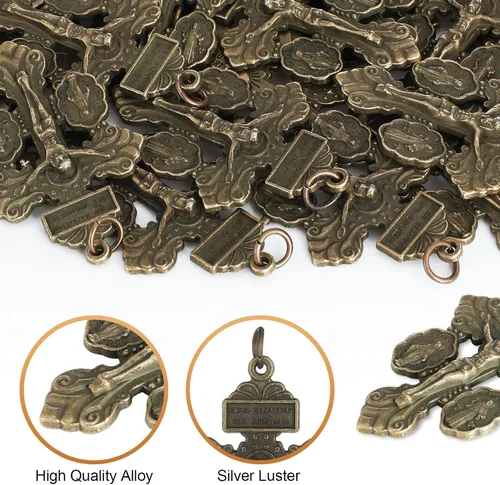 Miniatura 3 de 30 piezas de crucifijo católico para hacer rosarios a granel de 2.2 pulgadas, dijes de cruz colgantes, crucifijo de perdón para rosarios