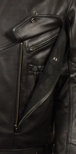 Miniatura 6 de Chaqueta de piel suave para hombre, estilo policial, doble pistola PETE (3XL regular)
