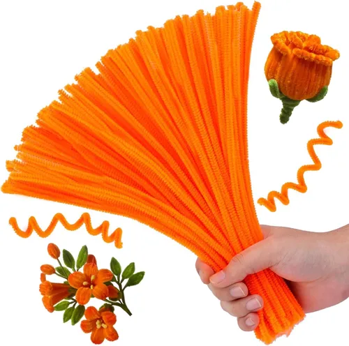 Hssugi Limpiadores de Pipa Naranjas, 100 Piezas Suministros para Manualidades de Limpiadores de Pipa, Limpiadores de Pipa Dorados a Granel Palitos
