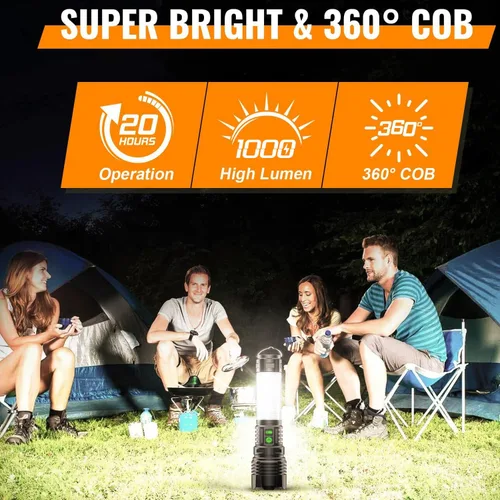Miniatura 2 de Hoxida Linternas de Camping Recargables de Altos Lúmenes - 2000 Metros de Haz Largo, Súper Brillante, Linterna LED, Impermeable, Luces de Tienda