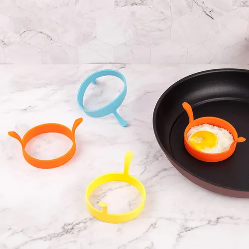 Miniatura 3 de Paquete de 4 anillos de silicona para huevos, anillos de huevo antiadherentes, moldes para cocinar, anillos perfectos para huevos fritos