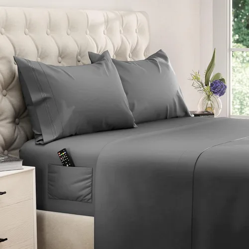 Miniatura 63 de DREAMCARE Juego de sábanas California King, 6 piezas, sábanas refrescantes para cama, sábanas Cal King de hasta 21 pulgadas de profundidad, 02