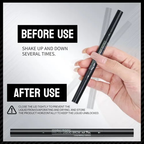 Miniatura 4 de 9708 - Bolígrafo de doble punta para cejas, 2 en 1, con cepillo para cejas. Impermeable y a prueba de sudor, cejas líquidas precisas, 5 tonos, larga