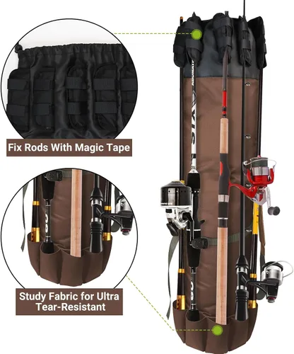 Miniatura 3 de FOUUAAOOU Bolsa para caña de pescar, bolsa para caña de pescar con tela Oxford plegable duradera, equipo de pesca portátil para hombres, regalos