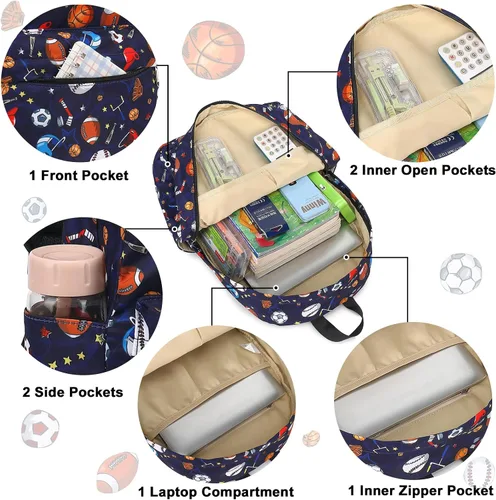 Miniatura 65 de CAMTOP - Conjunto de mochila y lonchera con estampados divertidos para niños de preescolar y primaria), Y0058-2