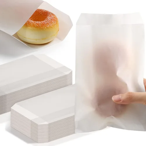 Miniatura 8 de 600 bolsas de papel encerado de vidrio plano para golosinas, bolsas de galletas semitransparentes para panadería, galletas, dulces, postres