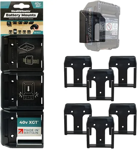 StealthMounts Soporte de batería compatible con Makita 40V (paquete de 6) - Soportes de batería negros | Fabricado en el Reino Unido