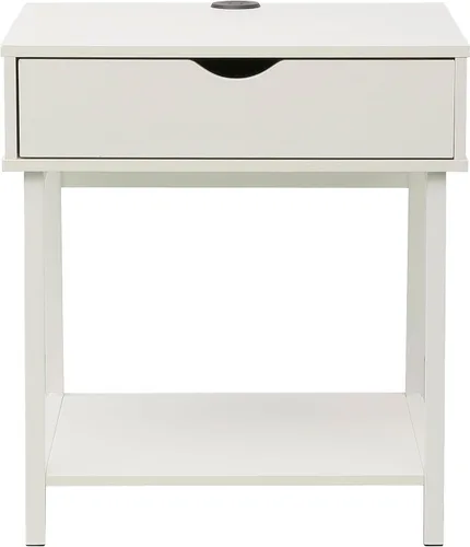 Miniatura 9 de JJS Mesa auxiliar auxiliar, mesita de noche, mesita de noche con cajón y estantes de almacenamiento, mesa de sofá para sala de estar, dormitorio