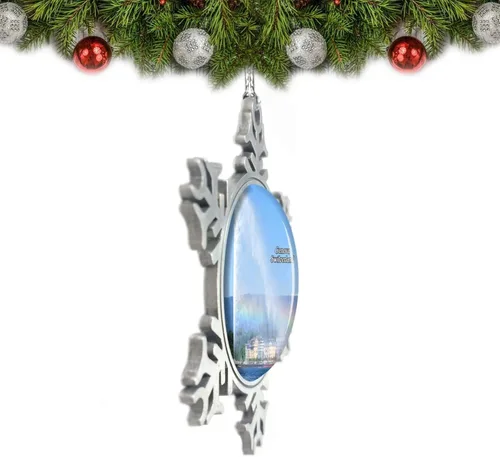 Miniatura 2 de Suiza Jet Fuente Lago Ginebra Adorno de Navidad Decoración Árbol Cristal Metal Recuerdo Regalo