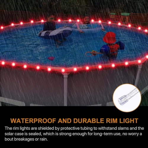 Miniatura 4 de Luces LED de piscina para piscinas sobre el suelo, luces de borde sumergibles de control remoto de 15 pies, caja de batería C, cambio de color de 16