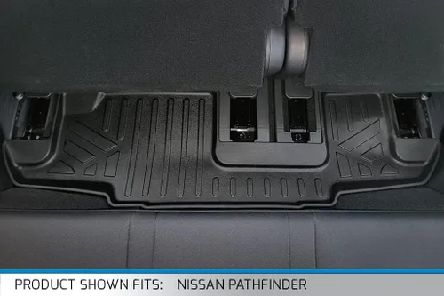 Miniatura 5 de SMARTLINER Alfombrillas de suelo de ajuste personalizado, 3 filas y forro de carga detrás de la tercera fila, color negro, compatibles con Nissan