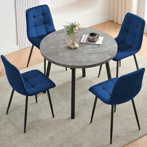 Miniatura 20 de Homedot Juego de mesa de comedor para 2, mesa de cocina de 3 piezas, juego de sillas de comedor redondas y negras para espacios pequeños, juego