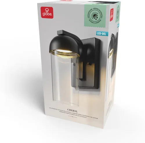 Miniatura 8 de GLOBE 60000023 - Lámpara de pared eléctrica LED integrada de 12 W, color negro mate, pantalla de cristal transparente, luz de porche, luces de pared