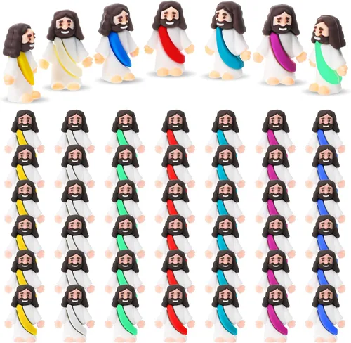 Miniatura 7 de Sumind 50 Piezas Figuras Pequeñas de Jesús de Navidad Mini Figuras de Jesús de Bolsillo a Granel Diseño Original para Navidad Juego de Escondite