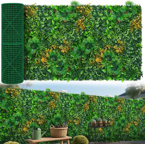 Miniatura 12 de Paneles de pared de césped de 20 x 20 pulgadas, 16 piezas de fondo de vegetación artificial con hojas resistentes a los rayos UV, decoración