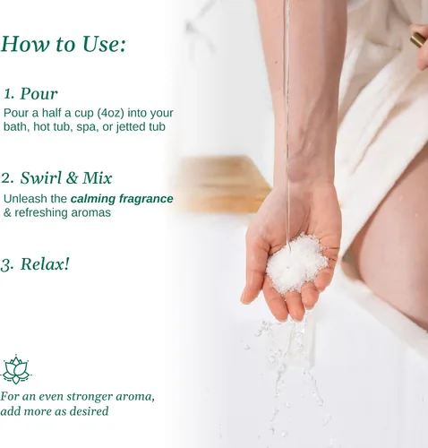Miniatura 9 de Relax Spa & Bath Paquete variado de sales de baño de aromaterapia para bañera de hidromasaje, baño o spa, cuatro bolsas de 2 libras infundidas