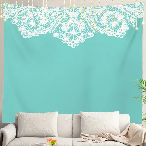 Miniatura 109 de Shrahala Tapiz de pared azul brillante, acuarela azul degradado para colgar en la pared, tapiz grande decorativo de fibra de poliéster, dobladillo