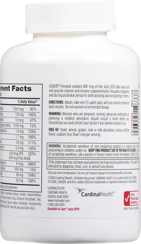 Miniatura 3 de Leader Multivitamínico prenatal con 800 mcg de ácido fólico y nutrientes esenciales para un embarazo saludable y desarrollo fetal, Dha, vitamina