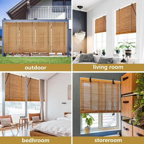 Miniatura 5 de Persianas de bambú, persianas de bambú para ventanas interiores, cortinas enrollables fáciles de instalar, cortinas romanas con filtro de luz